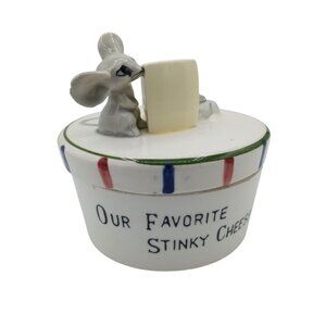 Vintage Kitsch Mouse Cheese Jar Viking Handmade Japan Funny Midcentury Decor